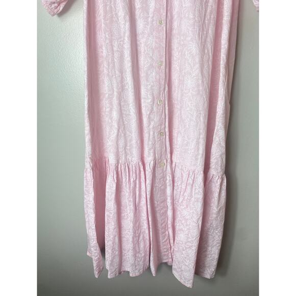 RO'S GARDEN DRESS S PINK PETAL FLIRTY FLORAL COTTON MIDI TIERED BOHO TUCKERNUCK - Picture 6 of 14